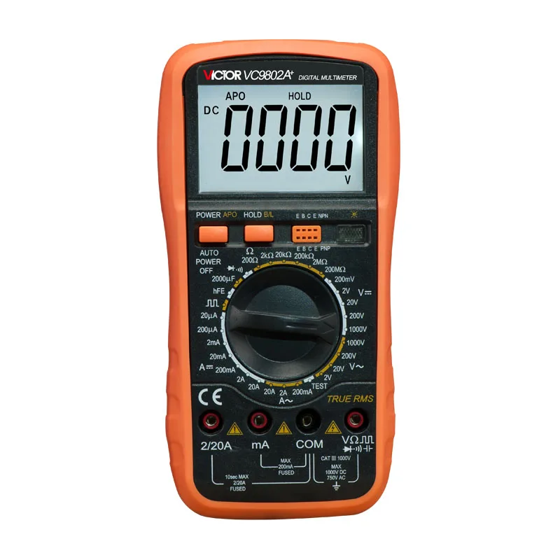 Цифровой мультиметр True RMS DMM AC DC Ammerter Измеритель сопротивления напряжения, емкости и индуктивности, измеритель температуры - Цвет: VC9802A