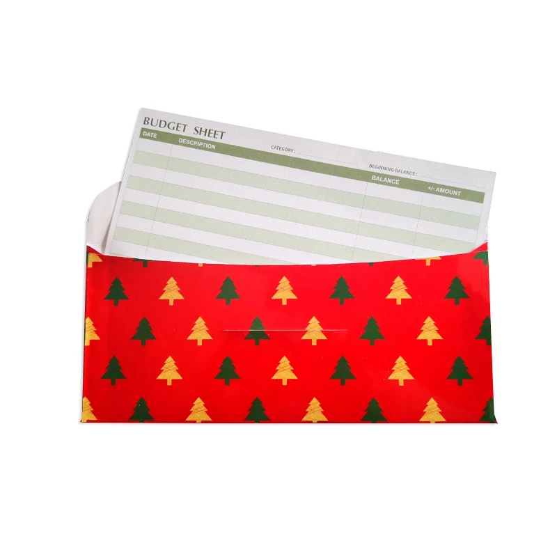 

15 Christmas Budget Envelopes + 15 Budget Sheets + 24 White Label Stickers,Wallet Cash Saving System for Money,Receipt