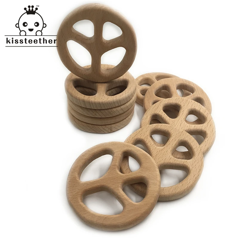 Mordedor seguro de madera hecho a mano para beb&eacute;, colgante org&aacute;nico Natural de madera de haya, Animal de juguete, accesorios para hacer joyas-0