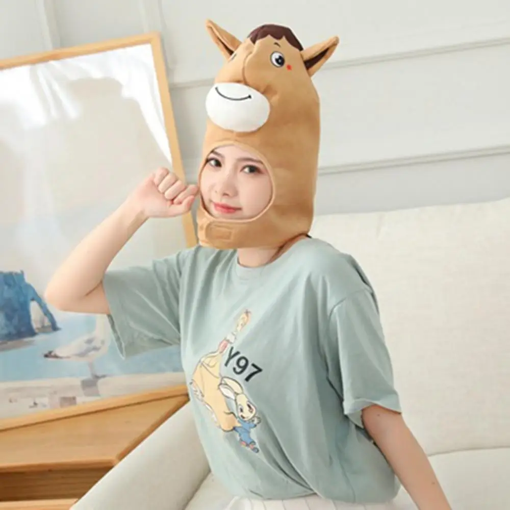 Cute Bee Sloth Parrot Cow Horse Head Soft Plush Doll Headgear Hat Sleeping Toy | Игрушки и хобби