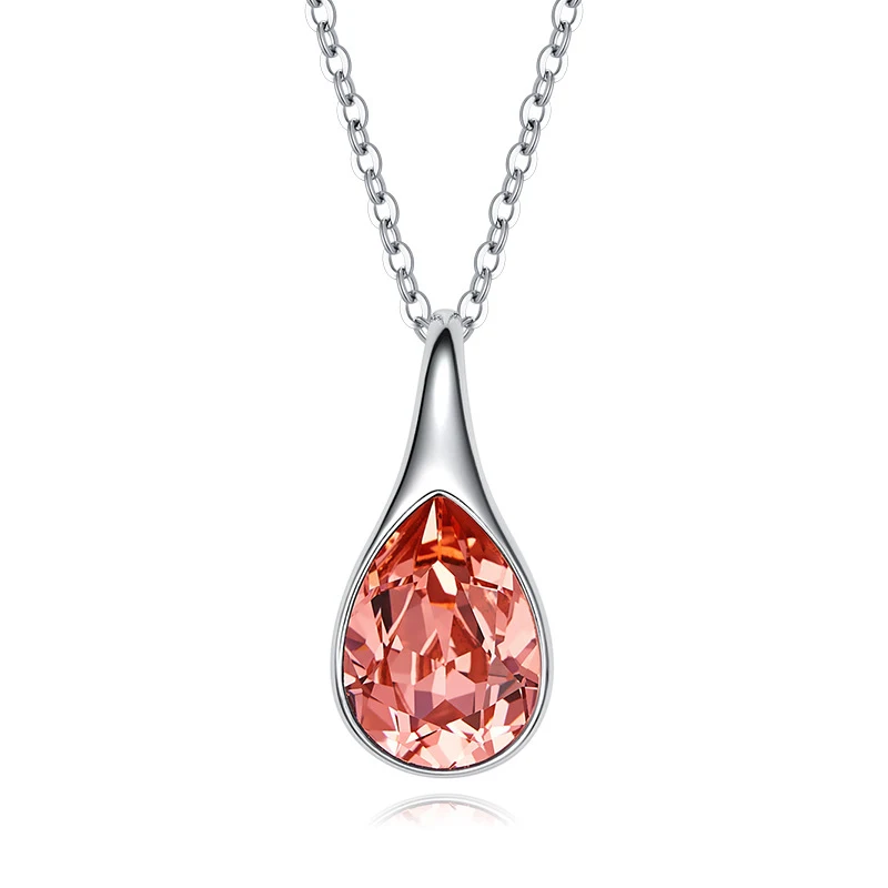 Оранжевый Ожерелье Warme Farben с кристаллами Swarovski для женщин, корейское простое ожерелье с кристаллами в виде капли воды, модное ювелирное изделие, ожерелье - Цвет камня: Оранжевый