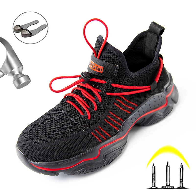 

Breathable Work Shoes Men's Safety Shoes Lightweight Safety Boots For Men Non-Slip Work Boots Male Protective Shoes For Men