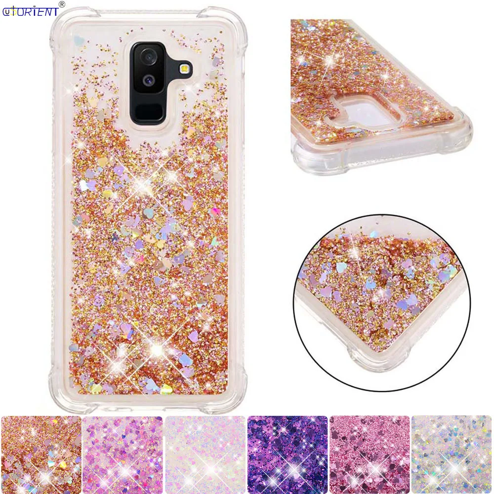 Чехол с блестками для Samsung Galaxy Jean A6 Plus J8 2018 + милый чехол блестящими жидкими J810 A605