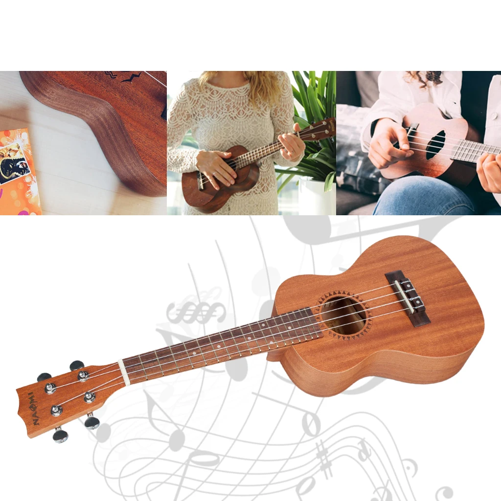 NAOMI Concert Ukulele Kit Vintage Uke for Beginner With Starter Gig Bag 23 Inch Sapele Wood | Спорт и развлечения
