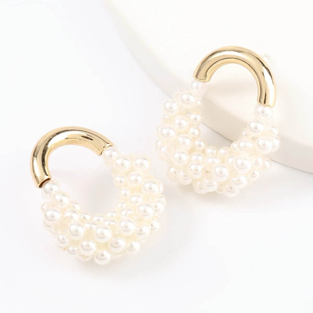 

Fashion Metal Imitation Pearl Lock Earrings Women's Creative Popular Dangle Earrings Cute Jewelry Accessories