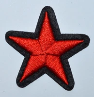 1x red star anti democracy embroidery sew iron on patch badge clothes applique bag fabric %e2%89%88 4 4 cm