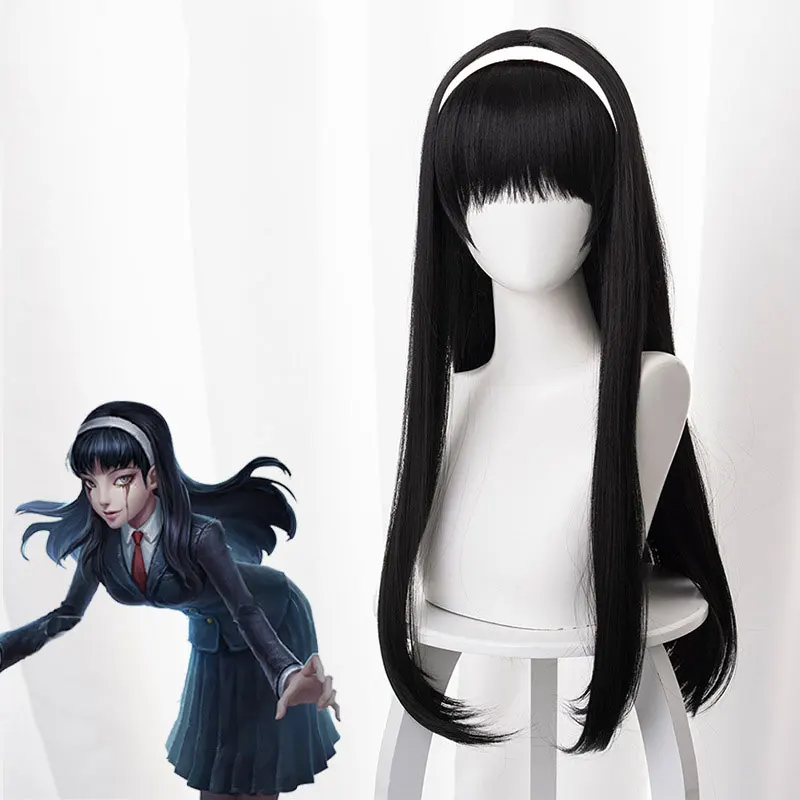 

Fifth Personality The Witch of Dreams Kawakami Fujiang Black Long Straight No Hair Band Cos Wig Anime Cosplay Female Wig Hair