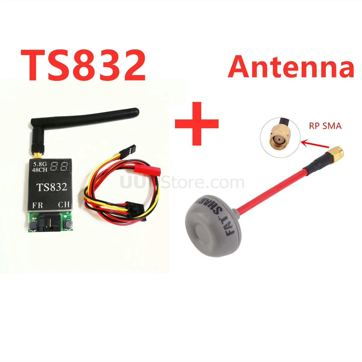 FPVOK TS832 FPV 5,8 ГГц 600 мВт 48CH AV передающий(TX) модуль с RP-SMA антенной для камеры SJCAM Gopro Xiaomi Yi FPV - Цвет: Add Fatshark Antenna