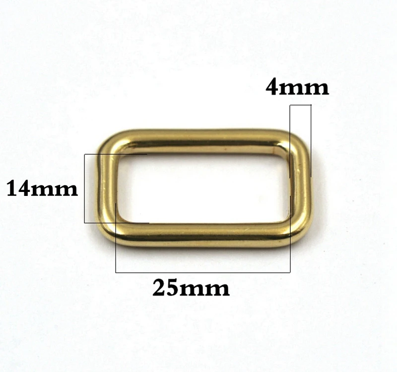 Inner 25mm Цельное Латунное квадратное кольцо Dee для несварных лямок, сумка для собак, ошейник, кожаный ремень, аксессуары для рукоделия - Цвет: Inner 25mm