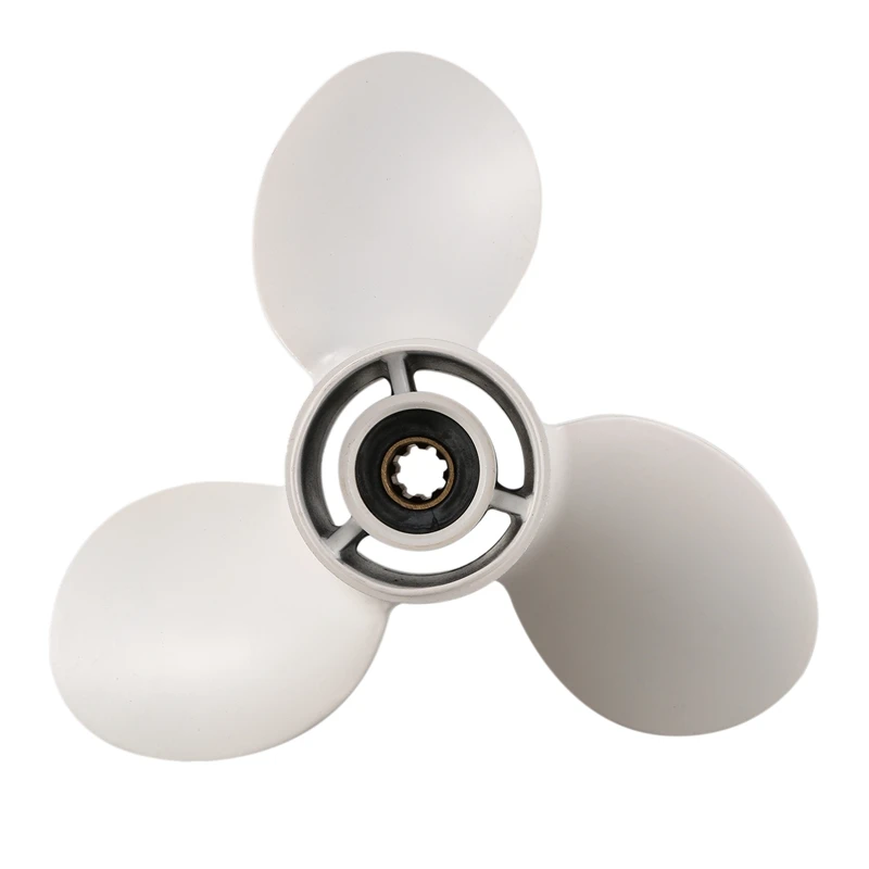 683-45952-00-EL 9 1/4 X 3/4 Boat Outboard Propeller for Yamaha 9.9-15HP Aluminum Alloy 3 Blades 8 Spline Tooths White | Автомобили и