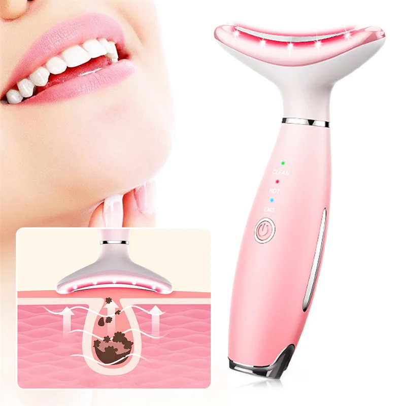 

Facial Massager Neck Anti Wrinkle Face Lift Devices Skin Care LED Photon Therapy EMS Tighten Massager Reduce Double Chin