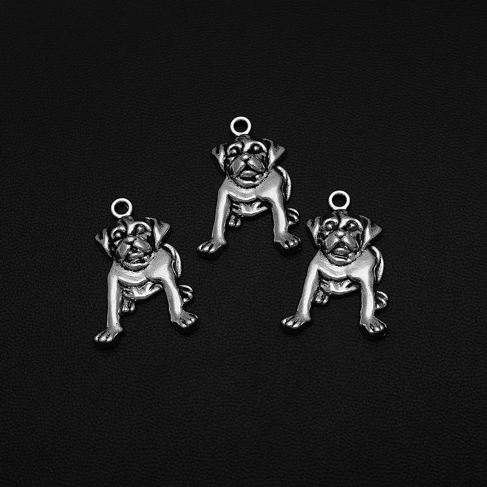 

10pcs/Lots 18x26mm Antique Silver Plated Dog Pet Charm Animals Pendants For Diy Jewellery Making Bulk Items Crafts Hqd Wholesale