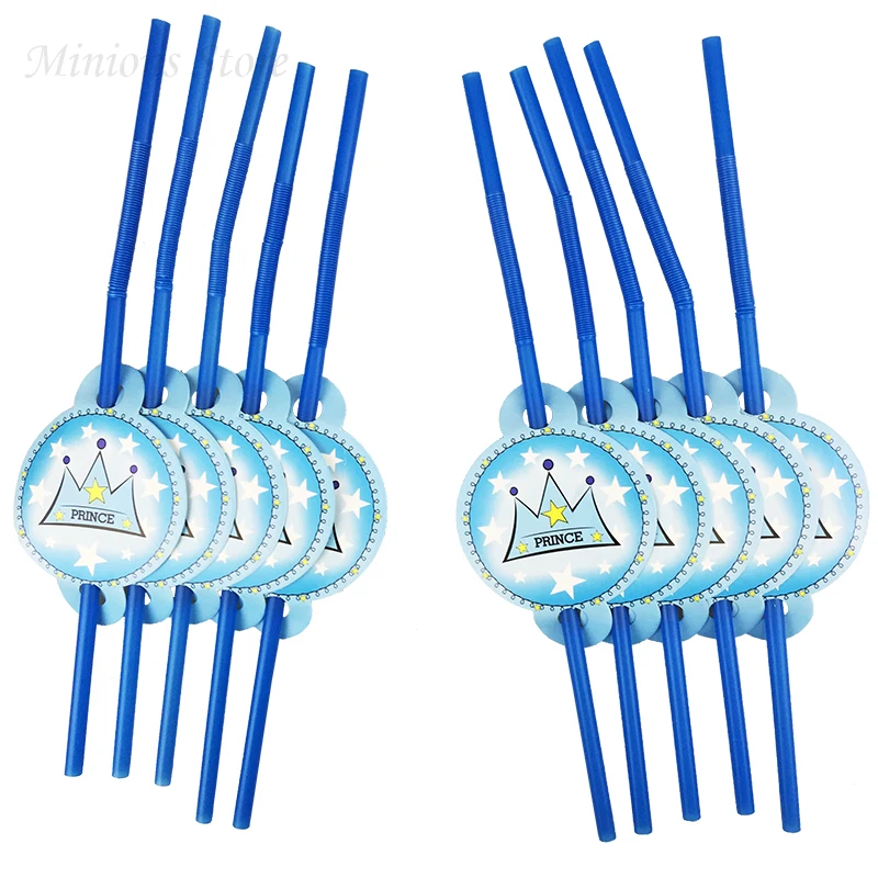 Синий принц корона партии одноразовая посуда скатерть соломинки плиты салфетки
