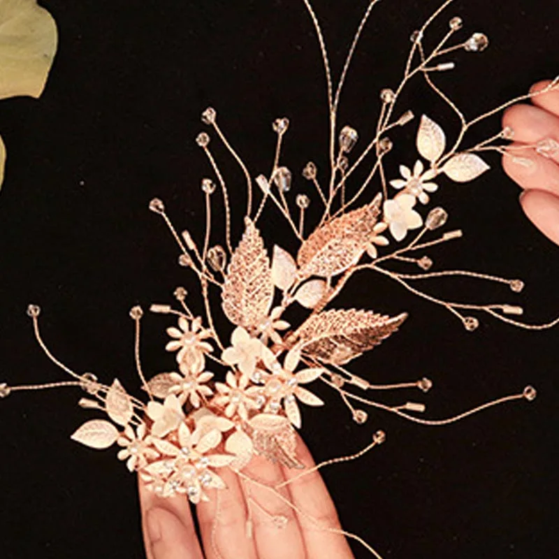 Нежный цветок FORSEVEN лист блестящие кристаллы фотоювелирные изделия 2020 Свадебная