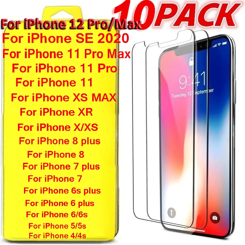 Закаленное стекло Защита экрана для Iphone 12 X XS 11 Pro Max XR 6 7 8 Plus IPhone SE 2020 Защитная