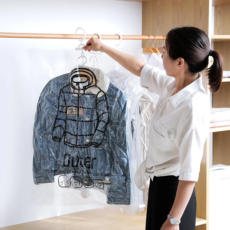 1 Pice подвесная сушилка вакуумная сумка для хранения чехол одежды защиты от пыли