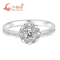 18k white gold ring with df color 4mm round shape moissanite stone for women party jewelry