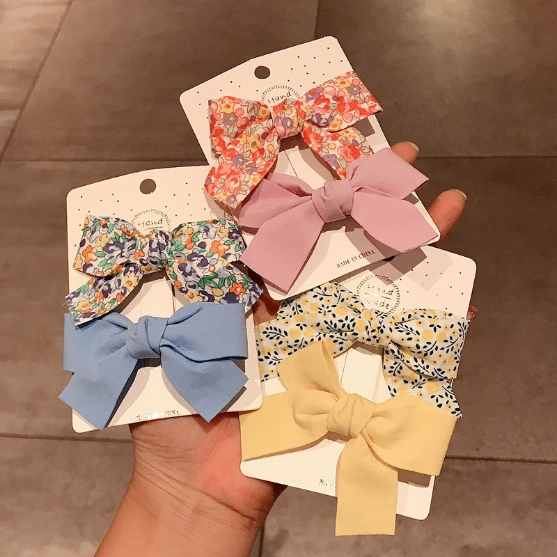 

2pcs/set Children Hairpin Flower Bow Hair Clips For Little Girl Cute Side Clip Princess Headdress Baby Hair Accessories Headwear
