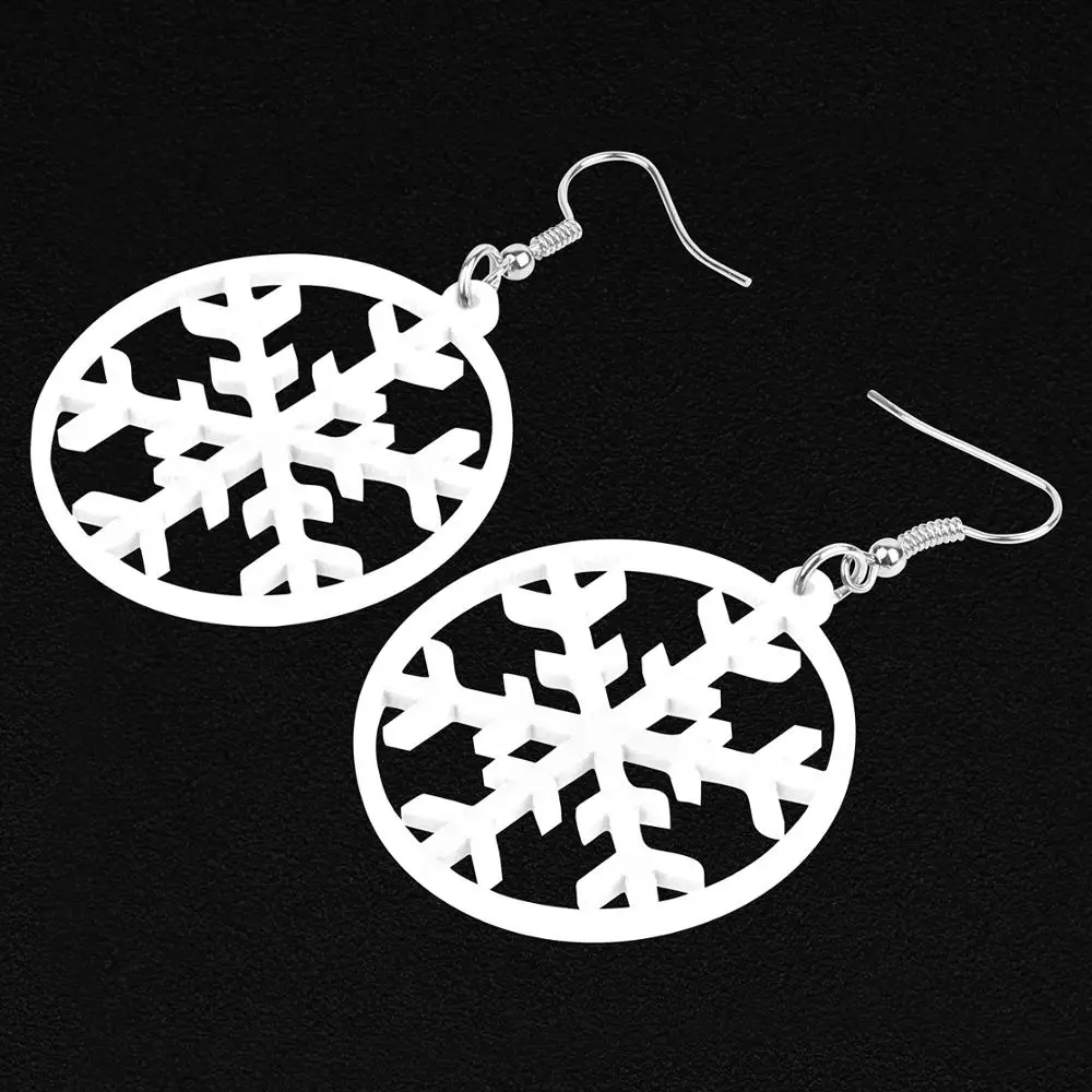 Акриловые большие круглые полые рождественские серьги ARWA в виде снежинок