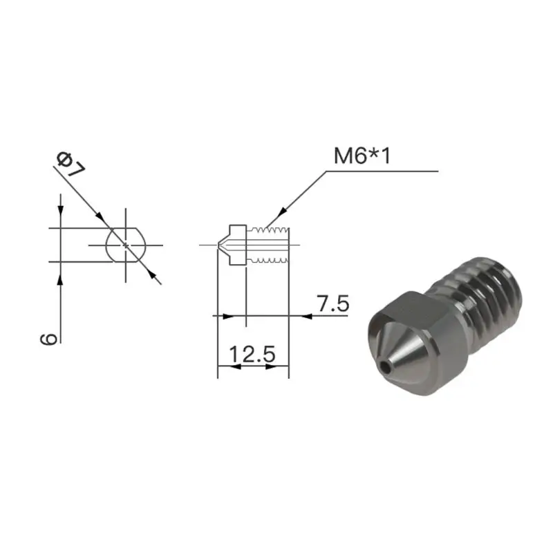 Tigh Quality Hardened Steel V6 Nozzles For High Temperature 3D Printing PEI PEEK Carbon Fiber Filament E3D Titan Aero Hotend | Компьютеры
