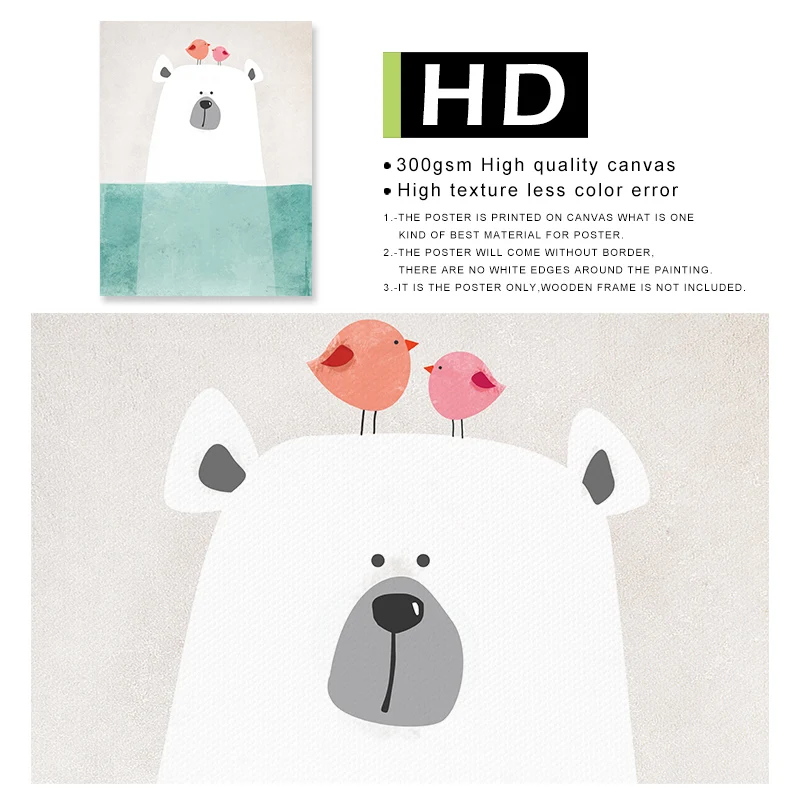 Мультфильм животных полярный медведь Пингвин плакаты принты картины на холсте