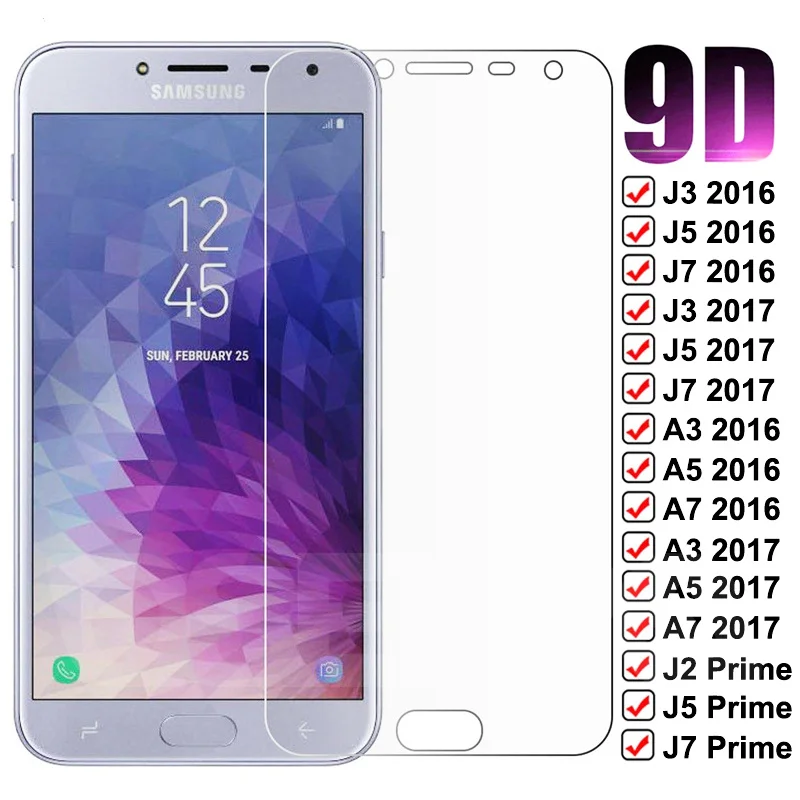 Защитное стекло 9D для Samsung Galaxy A3 A5 A7 J3 J5 J7 2016 2017 S7 J2 J4 Core Prime закаленное защитное