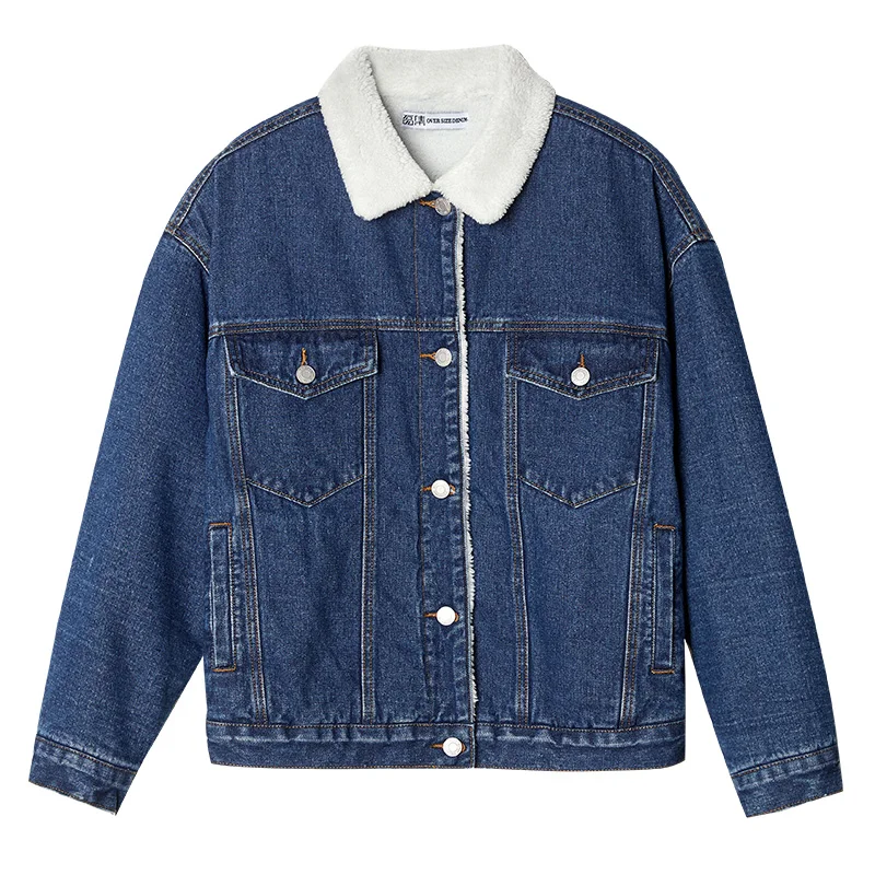 Женская теплая джинсовая куртка LEIJIJEANS повседневная из денима с начесом новая