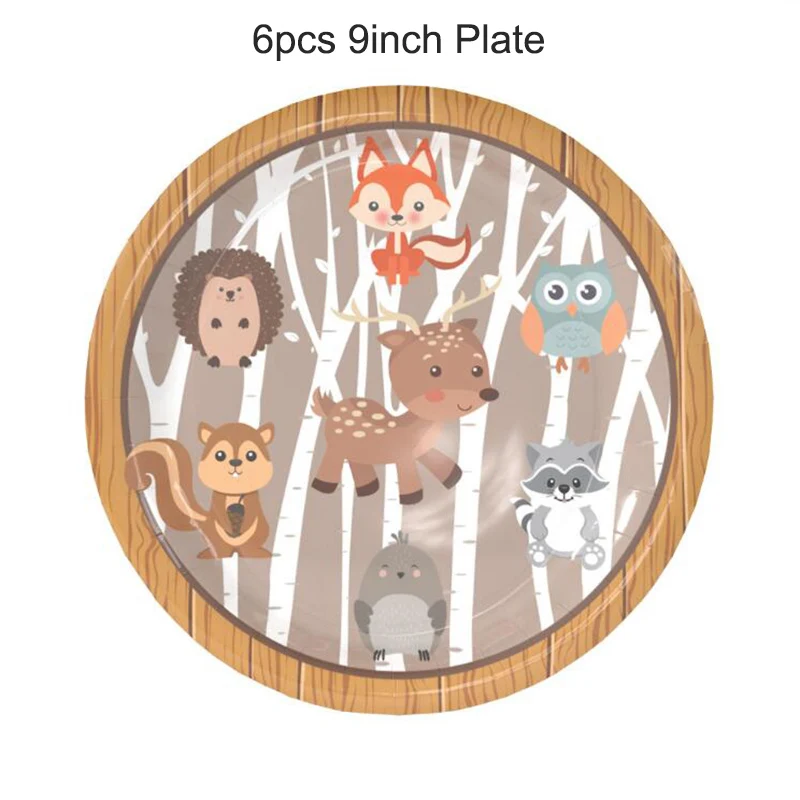 

Woodland Forest Animal Squirrel Fawn Disposable Tableware Jungle Banner Kids Birthday Party Baby Shower Decoration Supplies