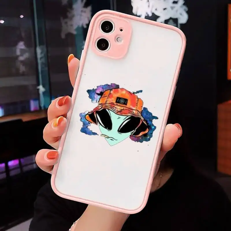 

Fashion E.T. Alien funny pink space cute Phone Case Matte Transparent iPhone 7 8 11 12 s mini pro X XS XR MAX Plus cover funda