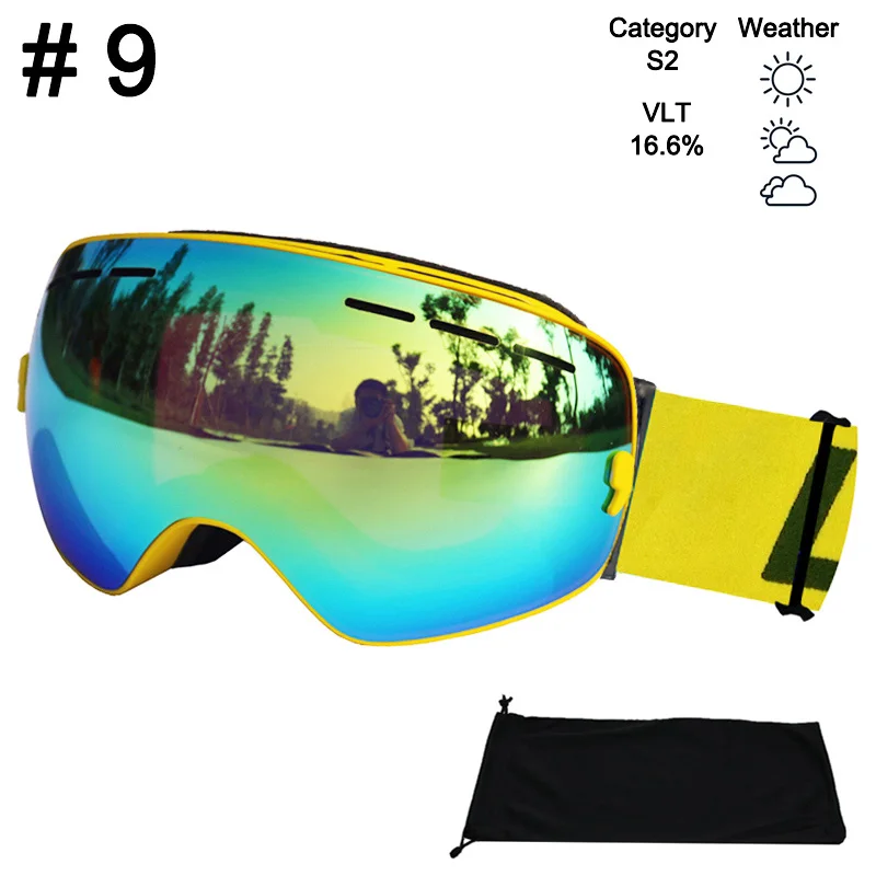 Color 9 Glasses LOCLE лыжные очки двухслойные UV400 Анти-Туман Лыжные очки Снег Катание на лыжах Сноуборд мотокросс очки Лыжные маски или очки - Цвет: Color 9 Glasses