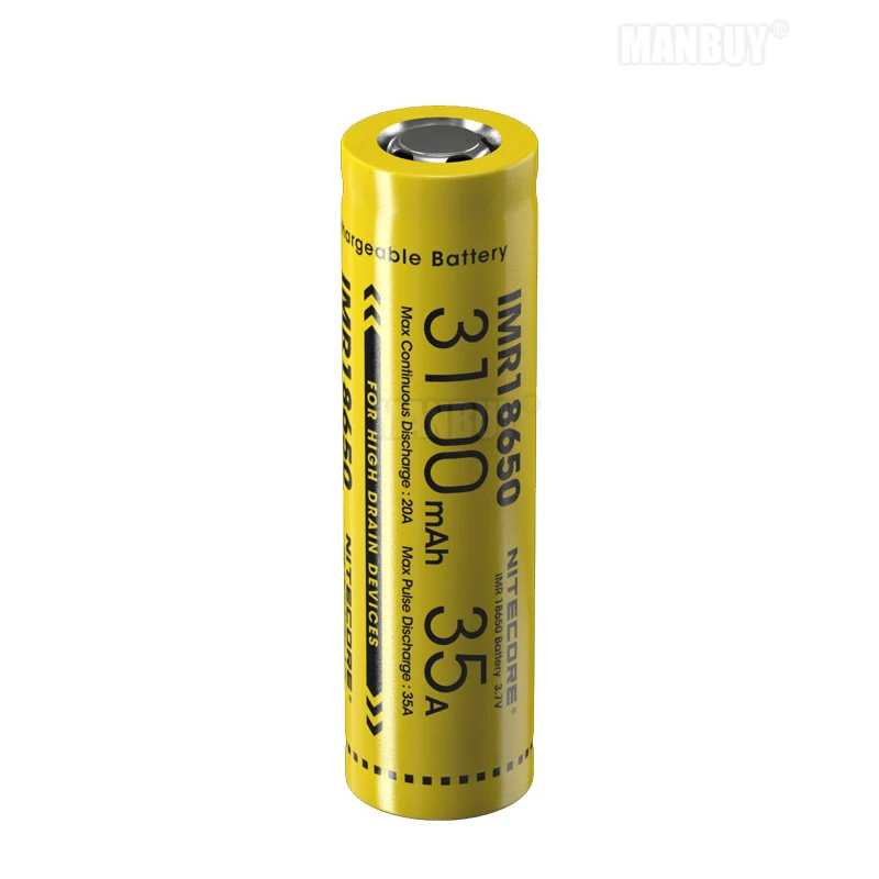 Литий-ионный аккумулятор Nitecore IMR18650 3100 мА · ч 35 А 3 7 в с плоским верхом | Лампы и