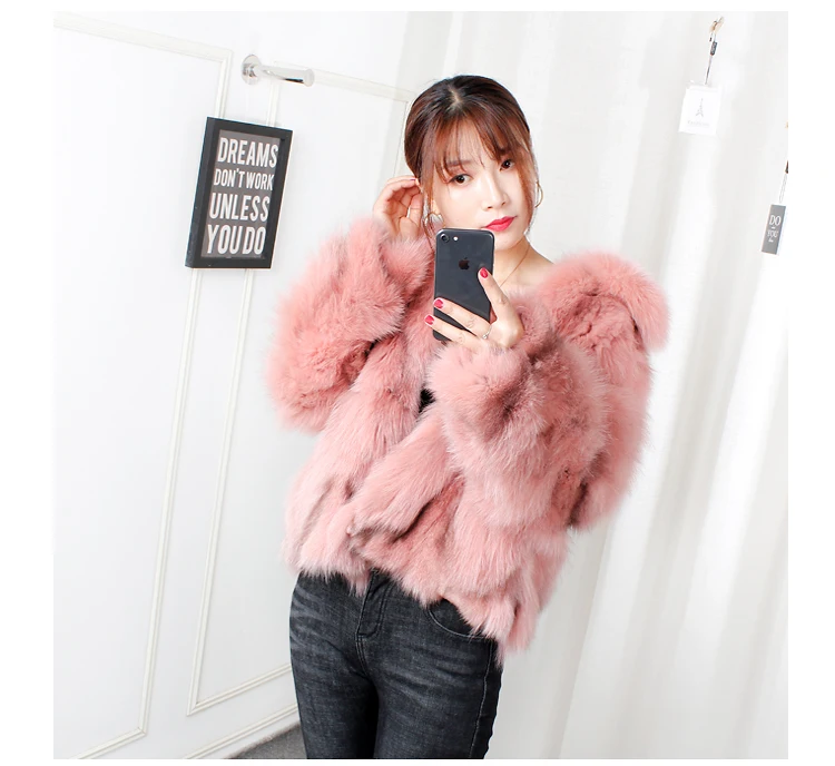 Women's Real Fox Fur coat with Big fur hood Winter Reversible Fur Parka Natural Fox Jacket