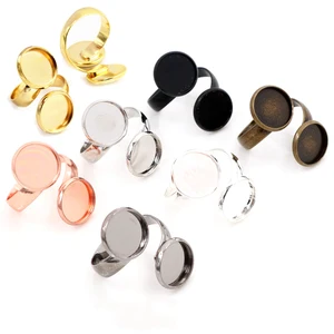 12 мм 5 шт Классические 7 видов цветов латунь регулируемые настройки кольца пустыеоснование, подходят 12 мм Стеклянные Кабошоны, кнопки; Кольцевые оправы