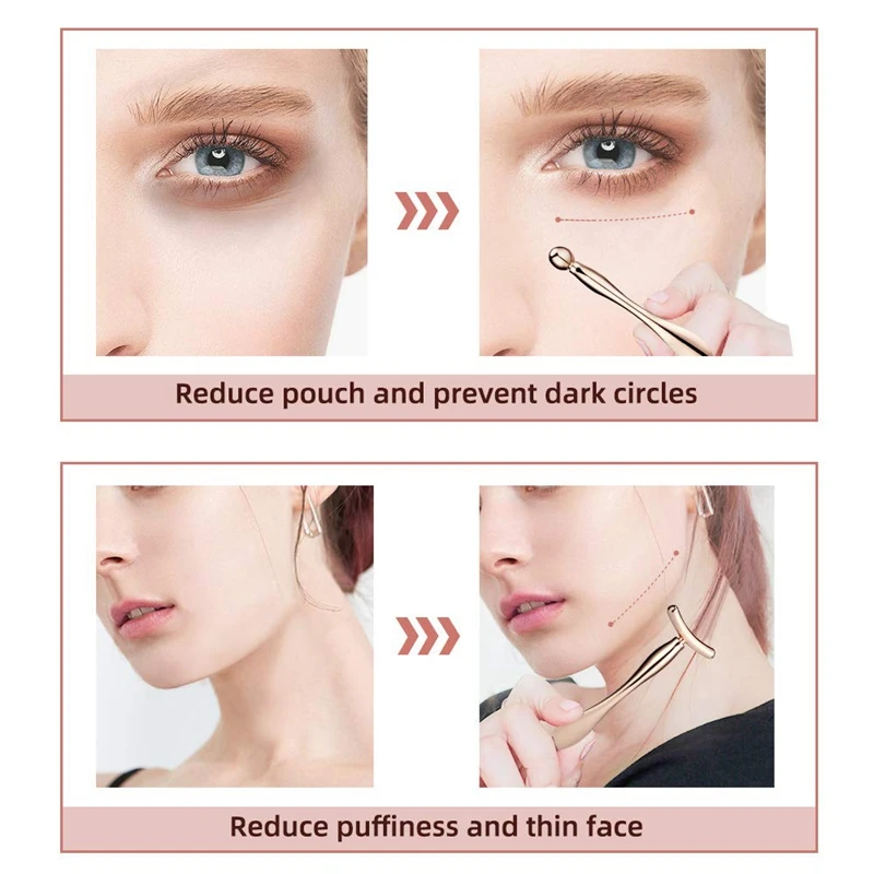

2PCS Metal Eye Cream Applicator Wand Stick, Massager Tool for Facial Massage, Reduce Puffiness (Rose Gold)