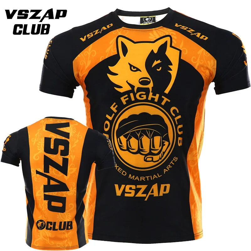 

VSZAP MMA Rashguard Jiu Jitsu Fitness Kick Boxing T-shirt Muay Thai MMA Male Sports Sanda Fighting Martial Arts Wind Shirts