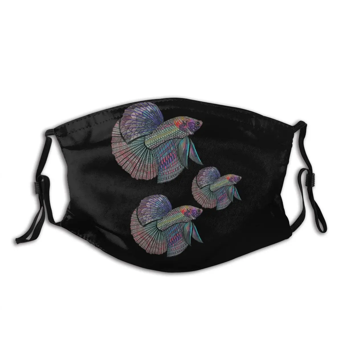 

Пылезащитная маска Betta Fish для взрослых с фильтром из активированного угля, забавная черная маска, тканевые моющиеся маски