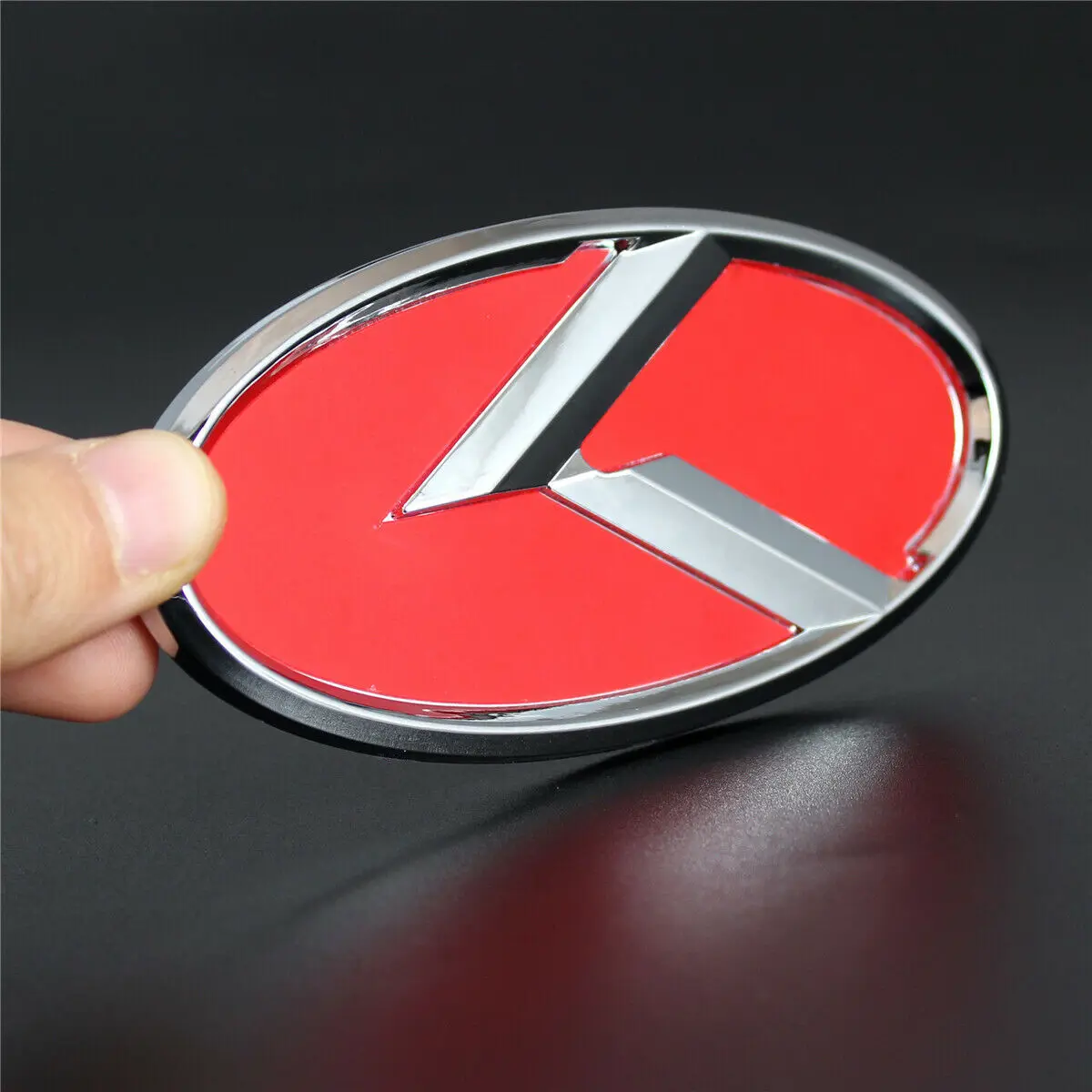 

Red Silver 3D K Emblem Front Grille Hood Trunk Emblem Badge for KIA Niro Optima Rio Sportage Sorento Soul Stinger Car Decal