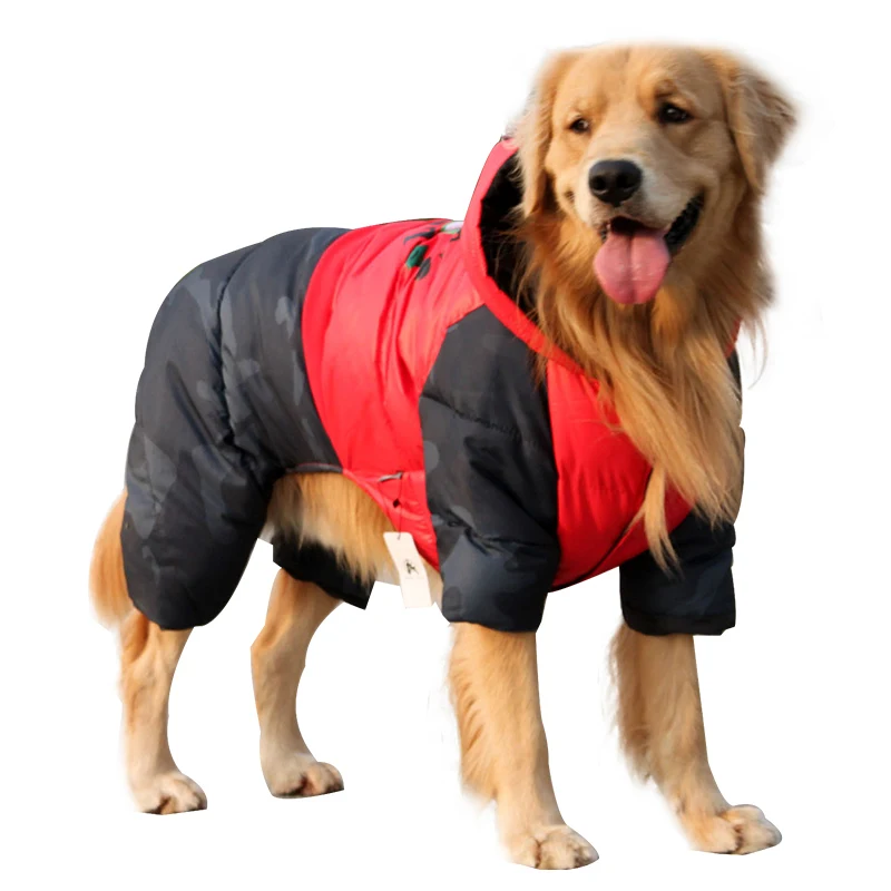 Зимнее теплое хлопковое ветрозащитное пальто для собаки куртка с капюшоном
