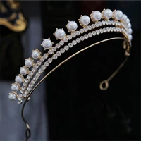 simple fashion rhinestone pearls crown headband gorgeous tiaras and crowns wedding ornaments bridal hair jewelry accessories