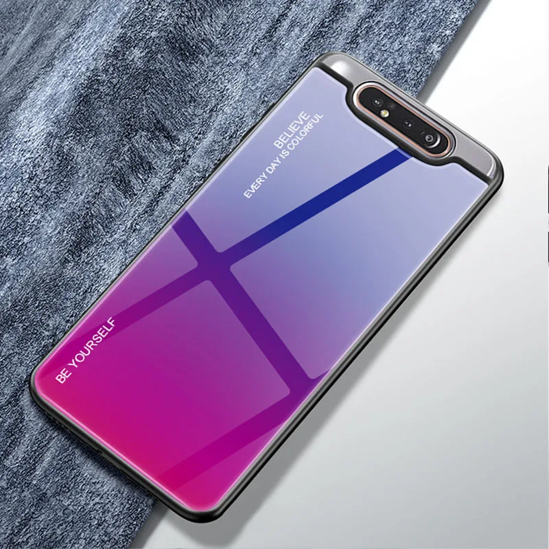 Color 05 Градиент закаленное Стекло Крышка для samsung Galaxy M10 M20 M30 A10 A20 A30 A40 A50 A60 A70 A80 A90 задняя крышка 100 шт./лот - Цвет: Color 05