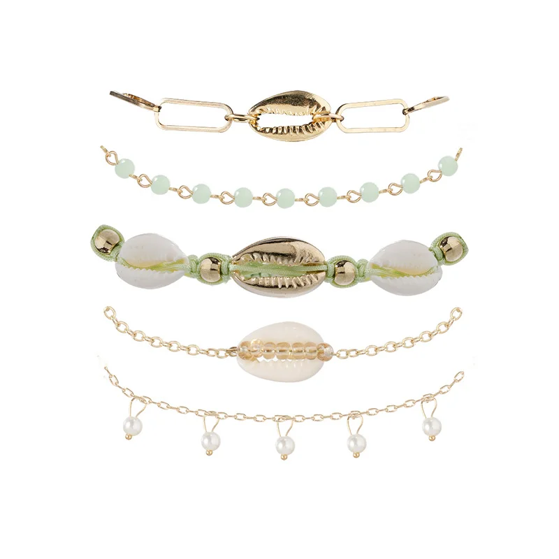 Sindlan 5 шт. богемные бусины из натуральной ракушки браслеты для женщин золотые