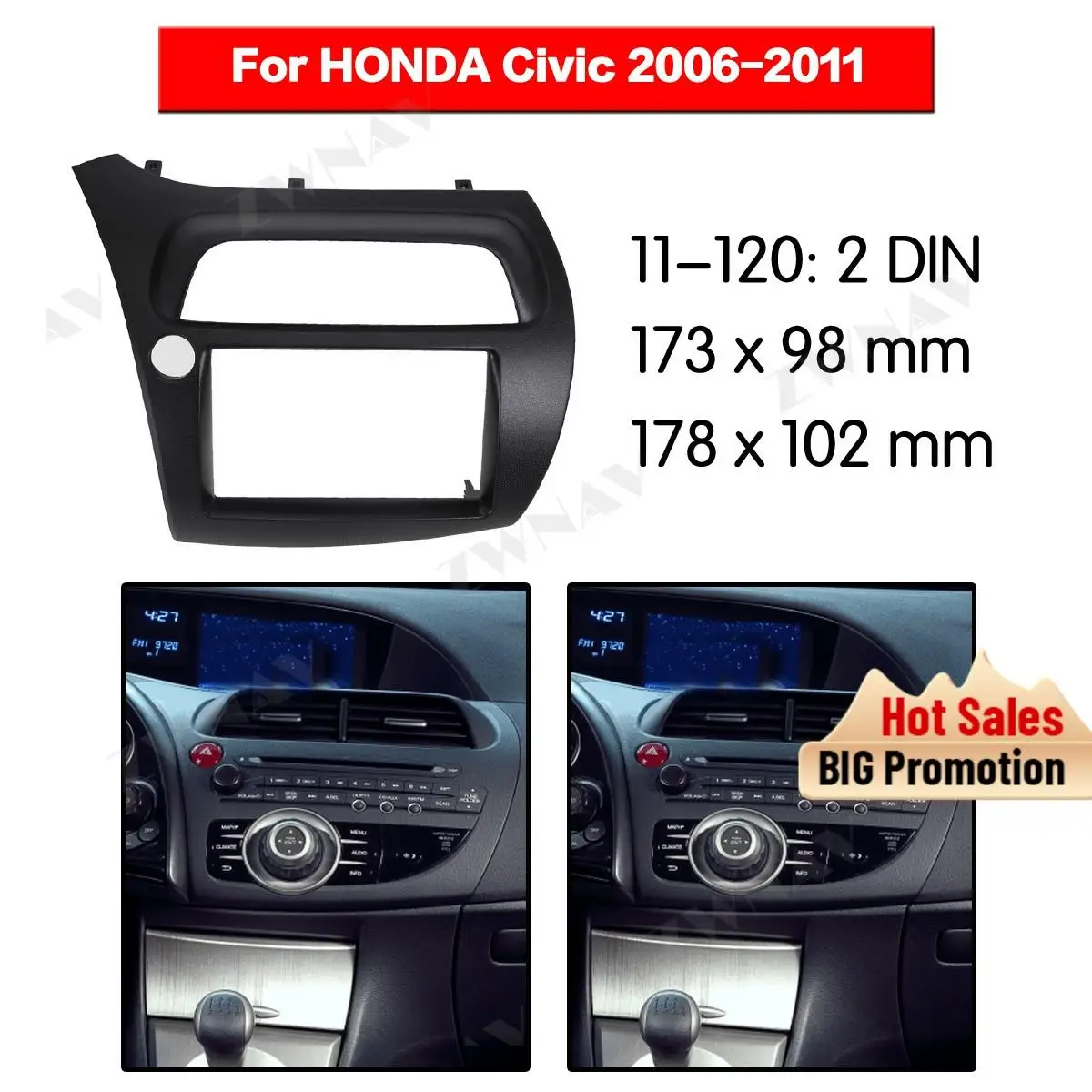 

Honda Civic 2006-2011 (European LHD) 2DIN Bracket dvd player Fascia Car Stereo Radio Installtion Dash