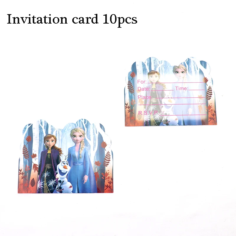 Invitationcard 10pcs Платье принцессы «Холодное сердце» 2 вечерние поставки «Холодное сердце» вечерние Бумага соломы тарелки чашки для девочек с героями мультфильма «Холодное сердце»; 2 платья Эльзы и Анны для дня рождения Декор вечерние скатерть - Цвет: Invitationcard 10pcs