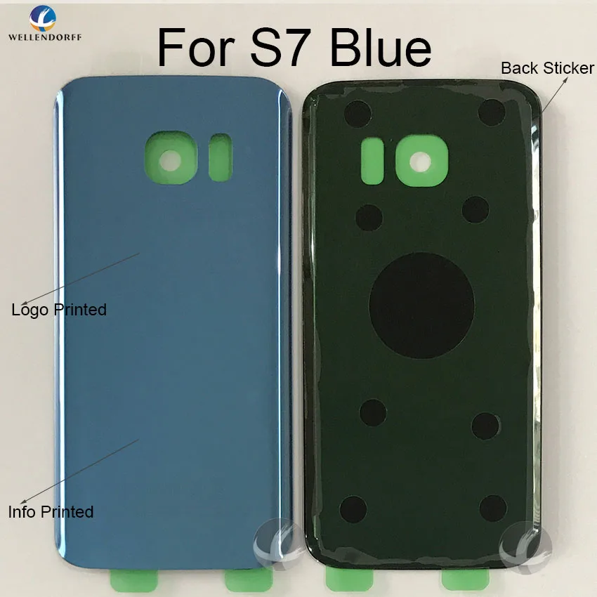 Back Glass Housing+ Adhesive For Samsung Galaxy S7 G930 Rear Panel Plate Battery Cover Lid With Logo