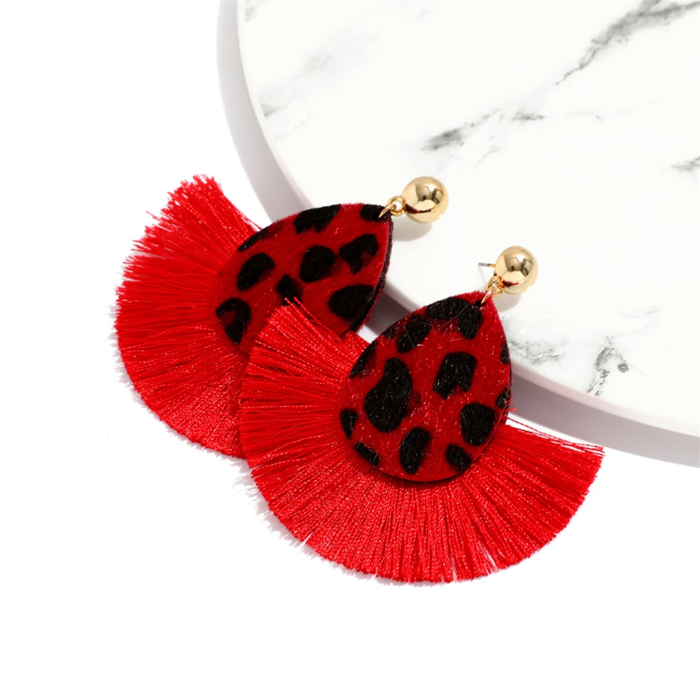 Леопардовые серьги с кисточками для женщин Золотые модное ювелирное изделие