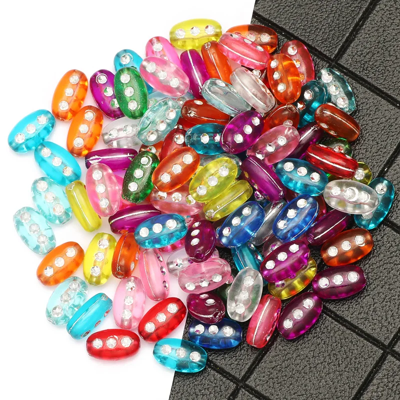 

100pcs/lot 10mm Mixed Color Clear Acrylic Beads Oval Shape Loose Spacer Beads For Jewelry Making Diy Bracelet Necklace Supplies