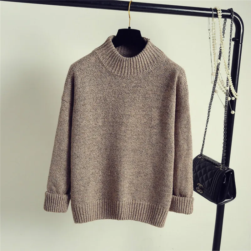 Новое поступление толстый зимний вязаный женский свитер водолазка Свободный