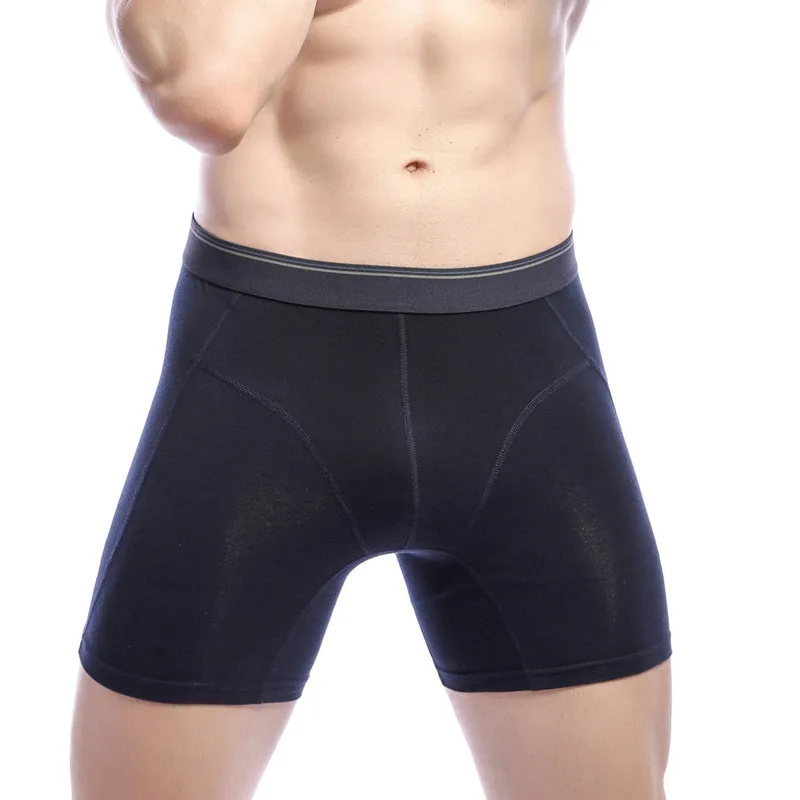 Dark Blue 2494B Горячая осень новые мужские Длинные боксеры шорты модные сексуальные мужские трусы впитывающие пот хлопковые дышащие антибиотики Mr нижнее белье 7XL - Цвет: Dark Blue 2494B