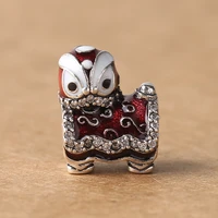 wholesale s925 sterling silver fashion jewelry bracelet diy basic accessories big hole beaded chinese martial lion beads
