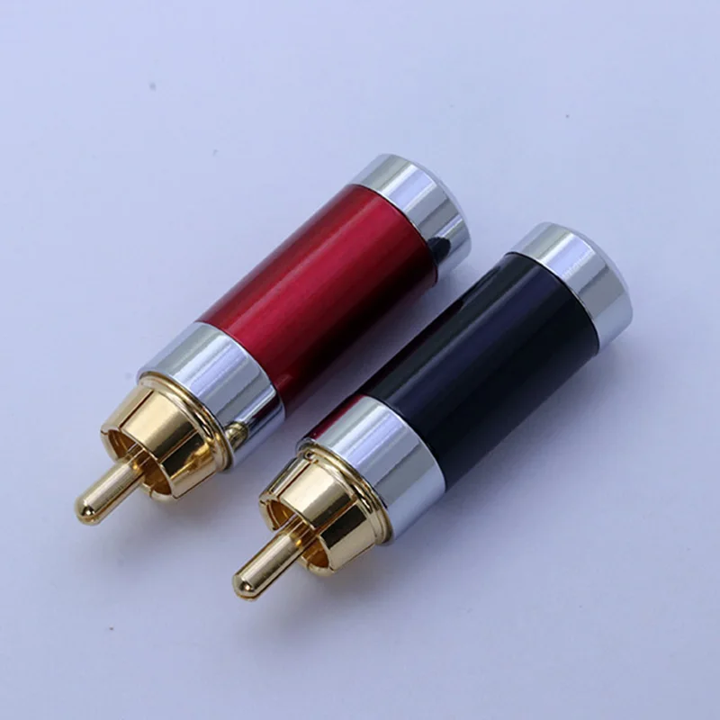 

10Pcs/5Pairs Gold Plated RCA Connector RCA male plug adapter Video/Audio Wire Connector Support 6/8mm Cable black&red super fast